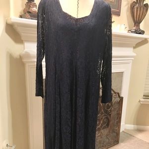 Beautiful for the Holidays - Deep Sapphire Lace Maxi Dress